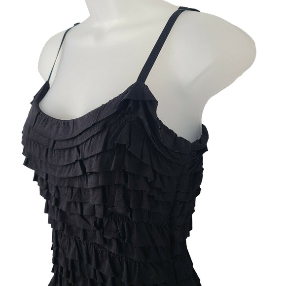 Bailey 44 Dress Black Small Y2K Tank Ruffle Stretch Mini Short LBD Party VTG - Picture 3 of 9